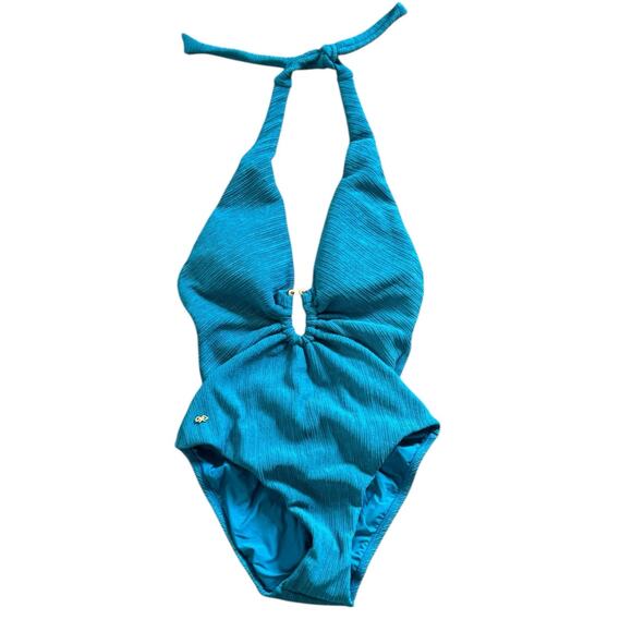 NWT! PQ Swim Plunge Detail One Piece in Turquoise Tides - Size Small - Picture 5 of 11